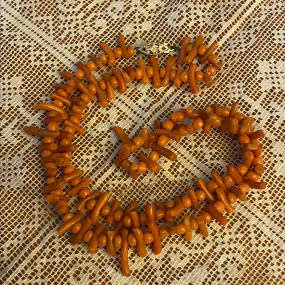 Victorian coral branch necklace